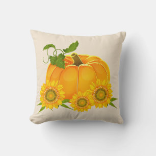 Coussin Thanksgiving, Citrouille et tournesol