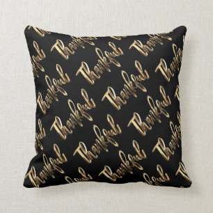 Coussin Thanksgiving en noir et or
