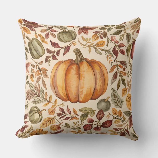 Coussin Thanksgiving, Fall Harvest Design Citrouille (Recto)