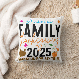 Coussin Thanksgiving familial 2025 Turquie modifiable