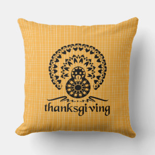Coussin Thanksgiving Mandala Turkey Boho Folk Art