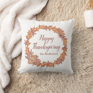 Coussin Thanksgiving personnalisé Feuilles de chute d'aq