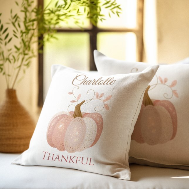 Coussin Thanksgiving personnalisé - Hiver Citrouille Merci (Créateur téléchargé)