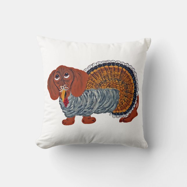 Coussin Thanksgiving Turquie de teckel (Recto)