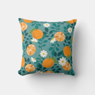 Coussin Thé Motif Fleur Orange & Blanc Botanique MNSRUU