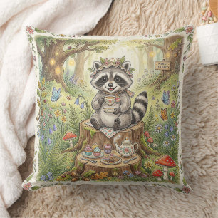 Coussin Thé party de ratons laveurs