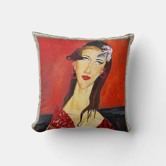 Coussin The Red Fan (based on Modigliani's painting) (Recto)