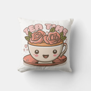 Coussin Thé Temps Rose Thé Kawaii