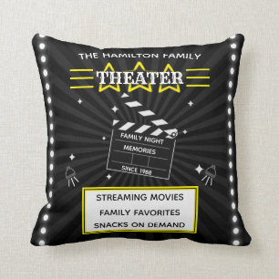 Coussin Théâtre de cinéma familial N'importe quel nom T