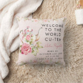 Coussin Théière pour Bébé Fille Souvenir de Naissance Stat (Couverture)