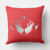Coussin Théière + Tasses à thé Rouges (Verso)