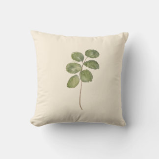 Coussin Thème botanique vintage Aquarelle Feuilles rondes 