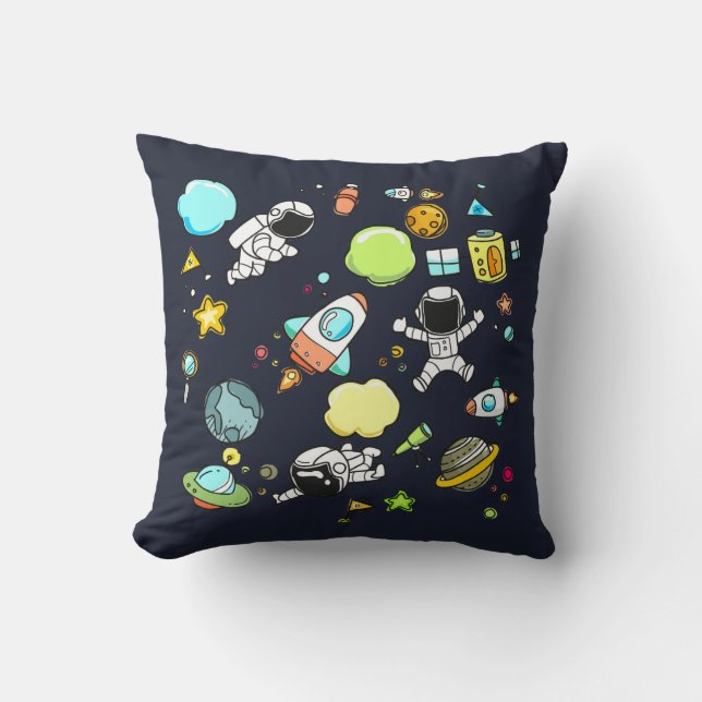 Coussin Thème Cool de l'Espace - Astronautes et Navettes S (Recto)