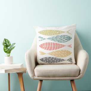 Coussin Thème côtier de poissons colorés mignons