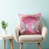 Coussin Thème d'amour romantique de colombes de mariage (Chaise)