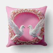 Coussin Thème d'amour romantique de colombes de mariage (Verso)
