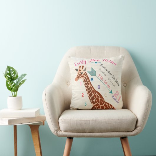 Coussin Thème de fille de nurserie bébé naissance stat gir (Chaise)