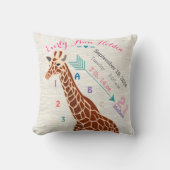 Coussin Thème de fille de nurserie bébé naissance stat gir (Recto)