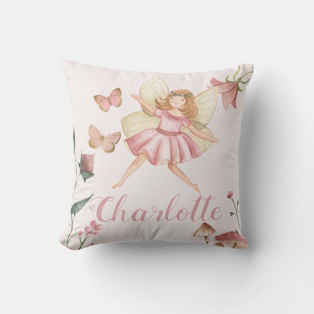 Coussin Thème de jardin de fées mignon avec nom personnali (Recto)