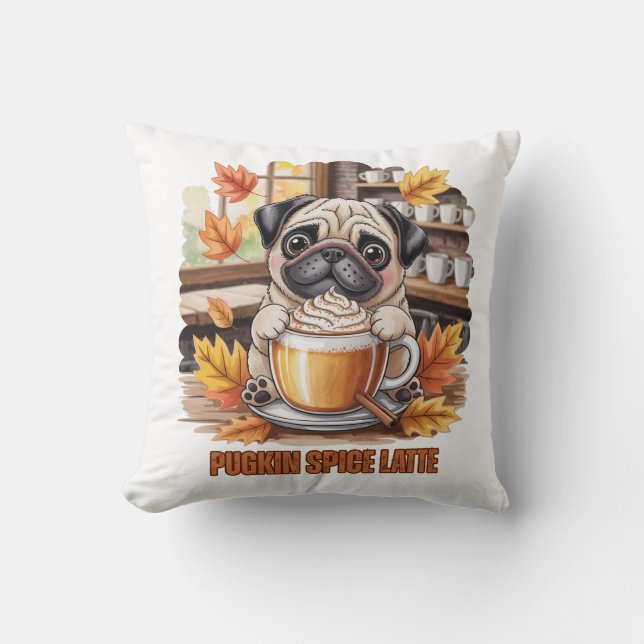 Coussin Thème de latte à la citrouille épice Mignon Drôle  (Recto)