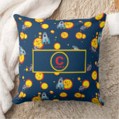 Coussin Thème de l'espace pour les garçons en bleu rouge e (Couverture)
