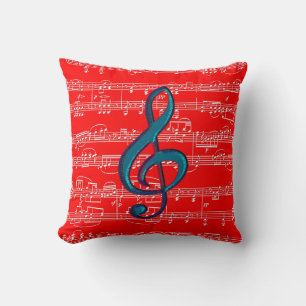 Coussin thème de musique bleu rouge