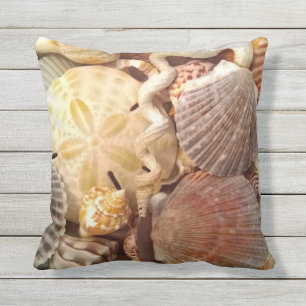 Coussin Thème de plage du dollar de sable de coquillages