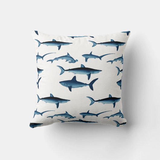 Coussin Thème du requin Côtier Découpage Bleu Papier Tissu (Verso)