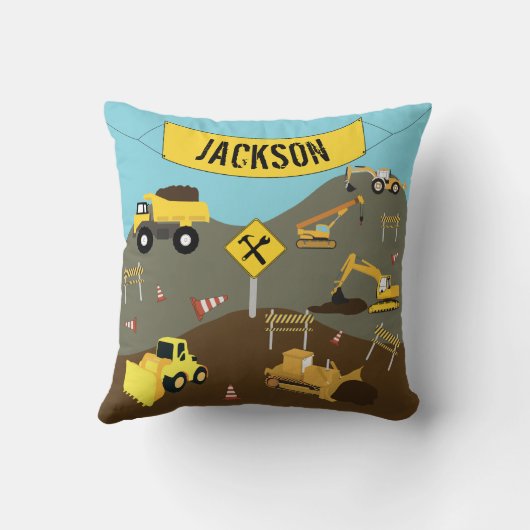 Coussin Thème du site des camions de construction (Verso)