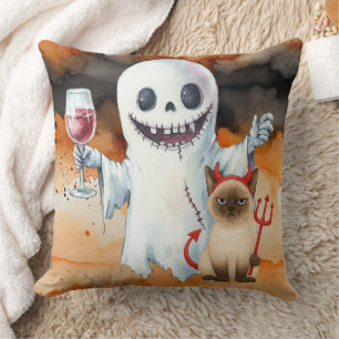 Coussin Thème Halloween pour les amateurs de chats siamois