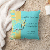 Coussin Thème jaune et bleu de crèche d'éléphant de bébé (Couverture)