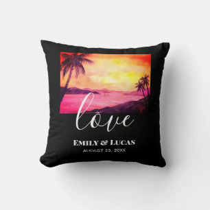 Coussin Thème mariage Plage tropicale Coucher de soleil Co