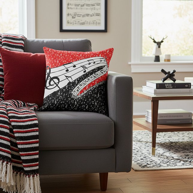 Coussin Thème musical rouge et noir (Créateur téléchargé)