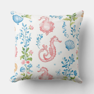COUSSIN THÈME NAUTIQUE ROSE BLEU BLANC PASTEL