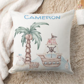 Coussin Thème Pirate illustré mignon avec nom personnalisé (Couverture)