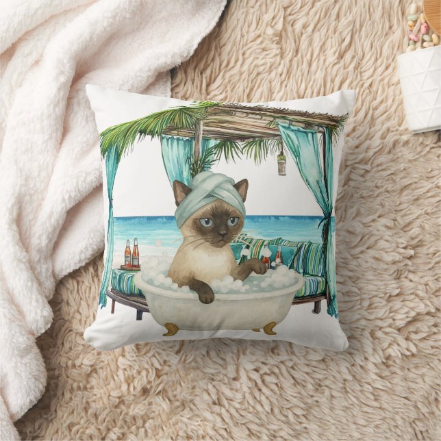 Coussin Thème spa pour amateurs de chats siamois (Couverture)