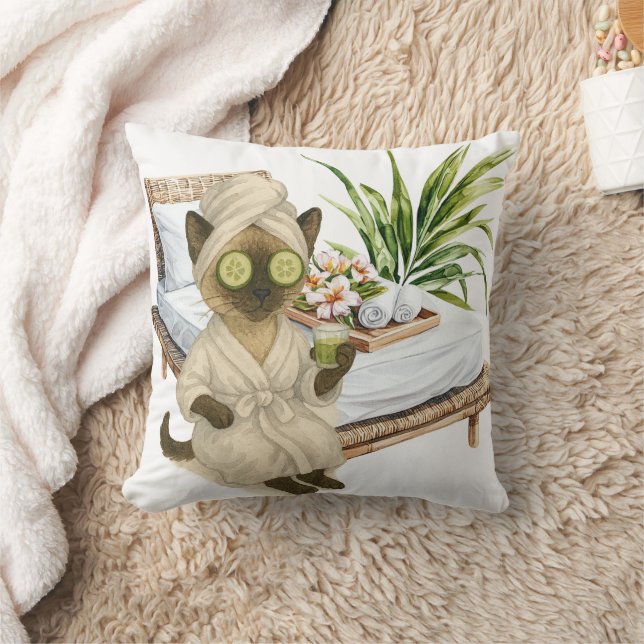 Coussin Thème spa pour amateurs de chats siamois (Couverture)