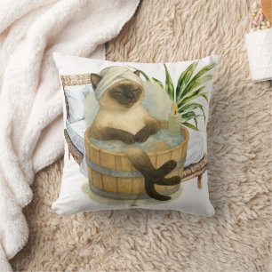 Coussin Thème spa pour amateurs de chats siamois