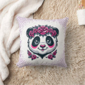 Coussin This smiling panda framed by pink roses blends exo (Couverture)