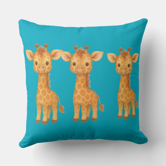 Coussin "Three Giraffe Friends" Throw Pillow (Verso)