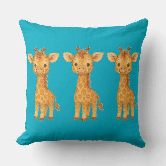 Coussin "Three Giraffe Friends" Throw Pillow (Recto)