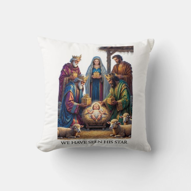Coussin Three Wise Men T-Shirt, Adoration Epiphany Art (Recto)