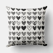 Coussin Throw Cushion - Coeurs noir et blanc (Verso)