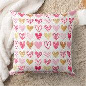 Coussin Throw Cushion - Coeurs rose et or (Couverture)
