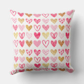 Coussin Throw Cushion - Coeurs rose et or (Verso)