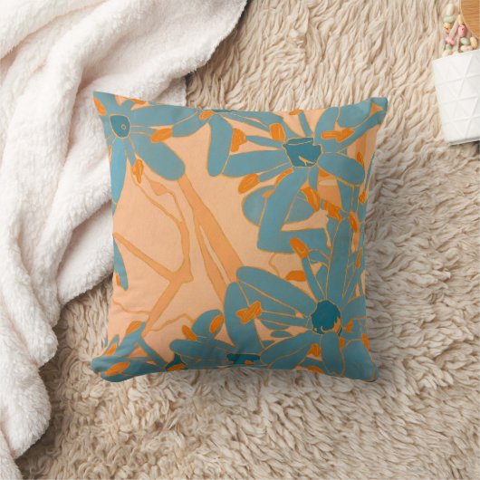 Coussin Throw Cushion Contemporary Leaf Design in Peach (Couverture)
