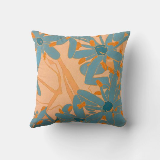 Coussin Throw Cushion Contemporary Leaf Design in Peach (Verso)