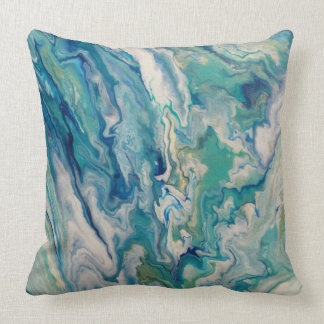 Coussin Throw pillow - blue, aqua, yellow abstract
