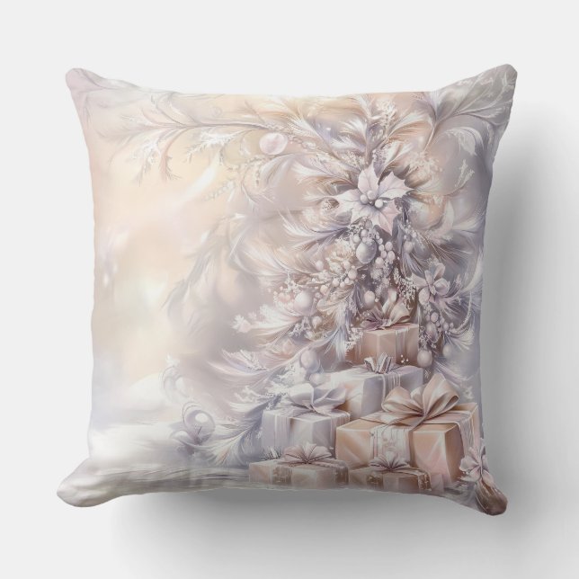 Coussin Throw Pillow-Elegant White Christmas Throw Pillow (Recto)