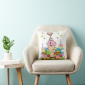 Coussin Throw Pillow, Happy Birthday Pink Cupcake (Chaise)